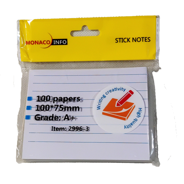 استیک نوت خط دار سفید 7.5*10 100 برگ